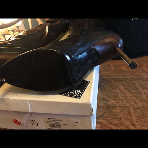 Gianni Versace Stivale Stampa Cocco Tall Boots in Nero/Croc Size 40 T.100 - Picture 7 of 14